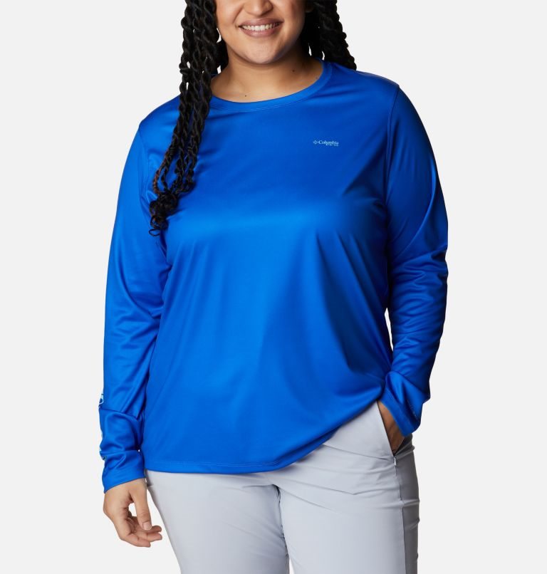 Women\'s Columbia PFG Tidal Tee Hook-Up Long Sleeve Sweatshirts Blue | Plus Size CA-JC64L